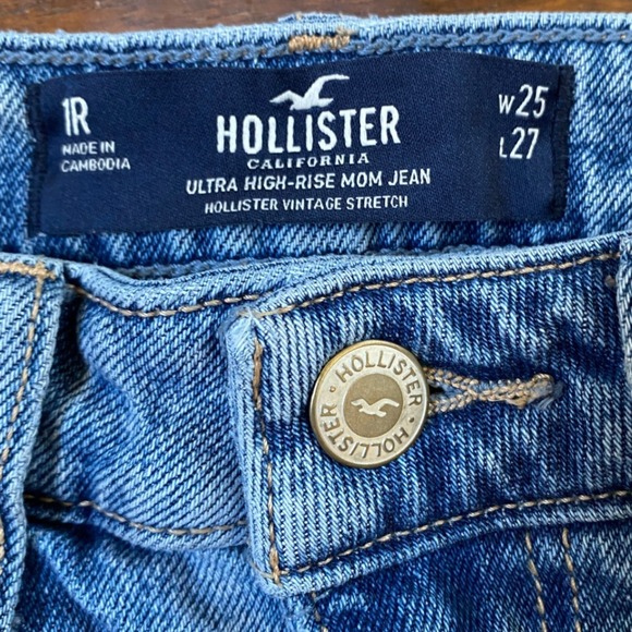 Hollister 1R Ultra high Rise Mom Jeans Raw Hem W25 X 27 - New - Picture 4 of 14